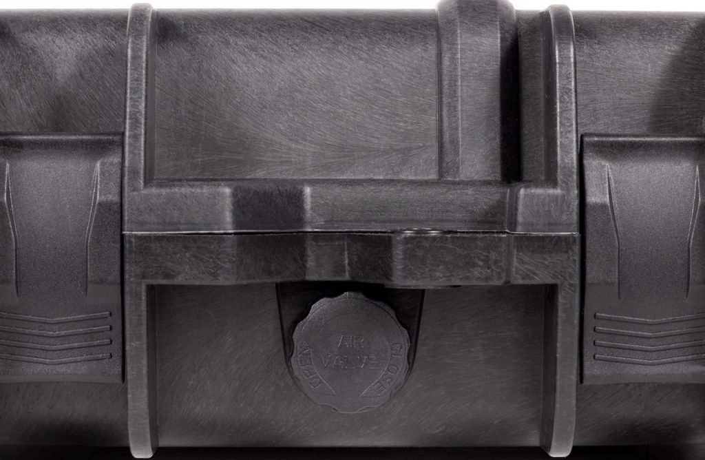 waterproof gun case with pressure relief valce